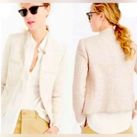 J.Crew Metallic Tweed Blazer Jacket in Off White Size 8 Style E5087 lady - Picture 1 of 4